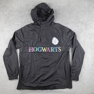 Box Lunch Jacket Men's M Black Hogwarts Crest Hooded Windbreaker Harry Potter